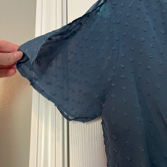 Lulu's Blue Asymmetrical Ruffled Wrap Dress - Picture 8 of 13